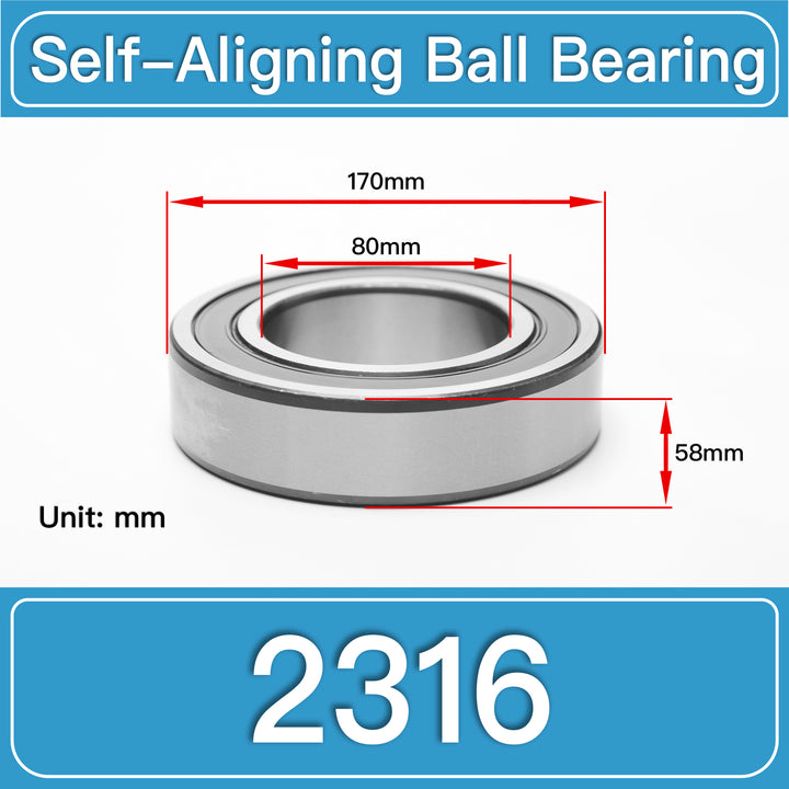 2316 Self-Aligning Ball Bearings dimension drawing
