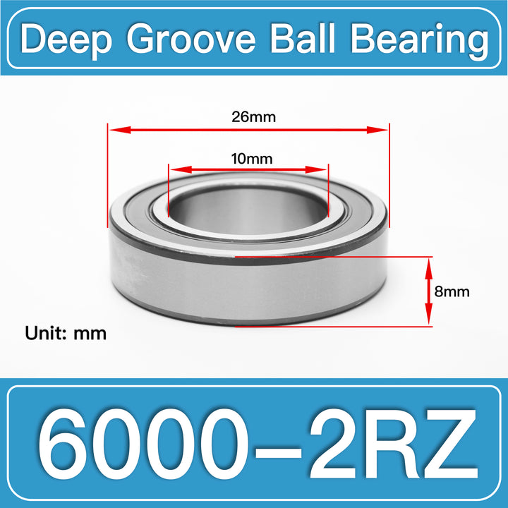 6000-2RZ Deep Groove Ball Bearings dimension drawing