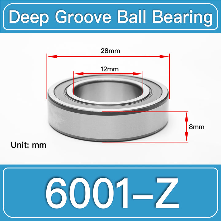 6001-Z Deep Groove Ball Bearings dimension drawing