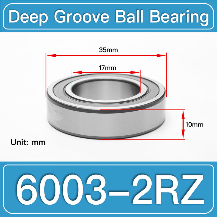 6003-2RZ Deep Groove Ball Bearings dimension drawing