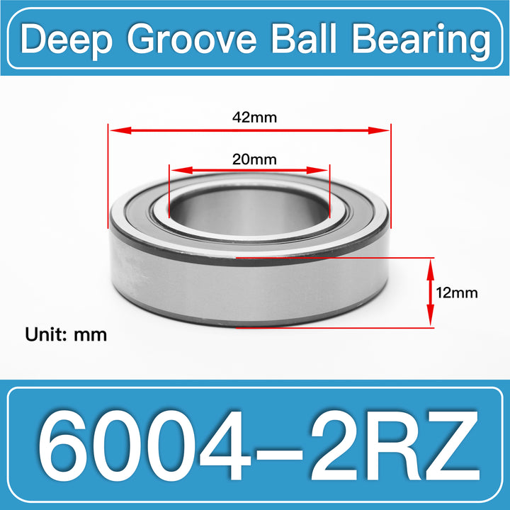 6004-2RZ Deep Groove Ball Bearings dimension drawing