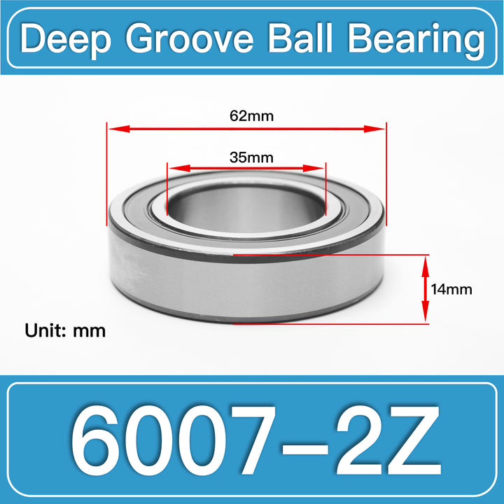 6007-2Z Deep Groove Ball Bearings dimension drawing