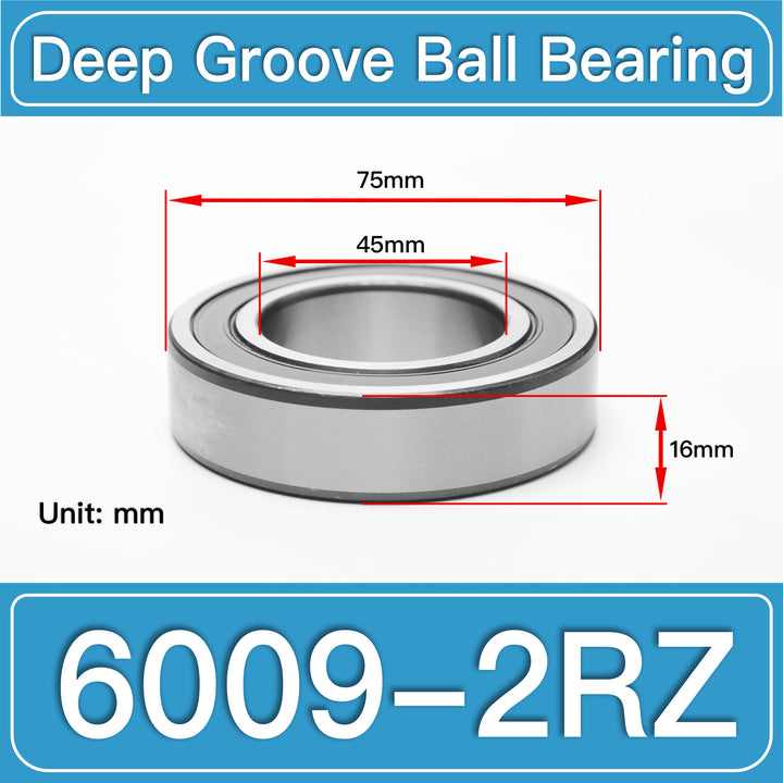 6009-2RZ Deep Groove Ball Bearings dimension drawing