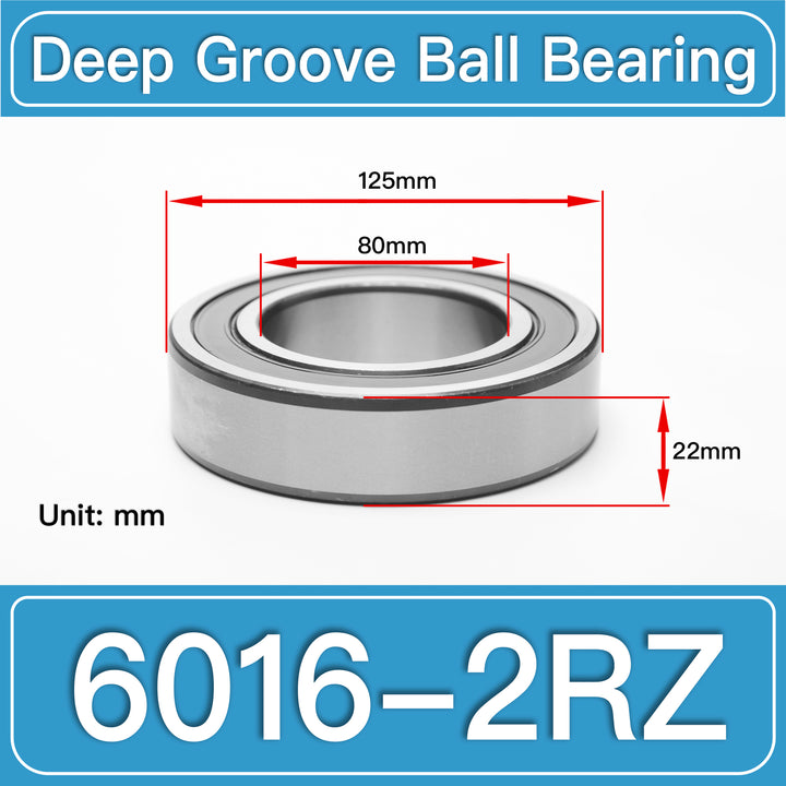 6016-2RZ Deep Groove Ball Bearings dimension drawing