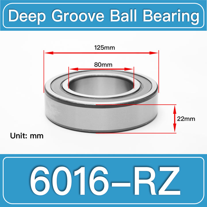 6016-RZ Deep Groove Ball Bearings dimension drawing