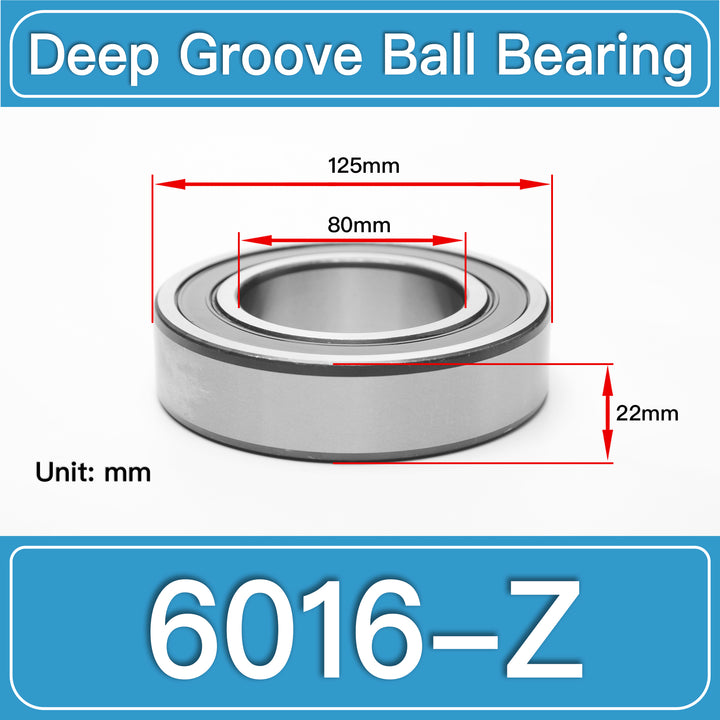 6016-Z Deep Groove Ball Bearings dimension drawing