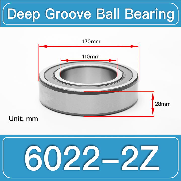 6022-2Z Deep Groove Ball Bearings dimension drawing
