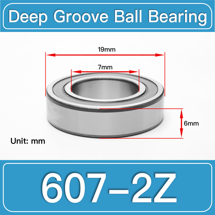 607-2Z Deep Groove Ball Bearings dimension drawing