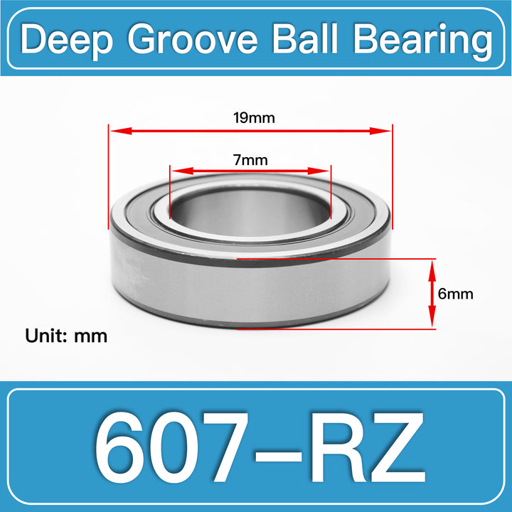 607-RZ Deep Groove Ball Bearings dimension drawing