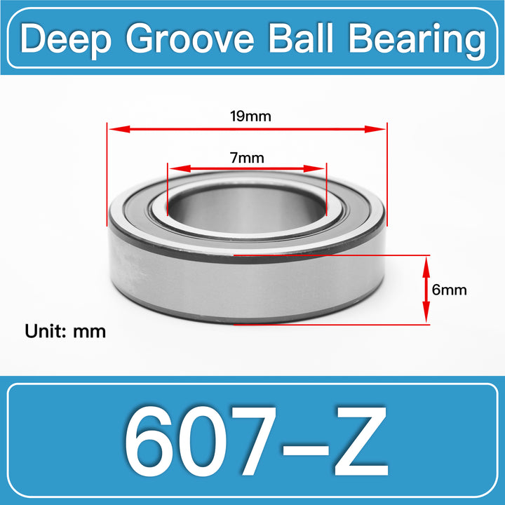 607-Z Deep Groove Ball Bearings dimension drawing