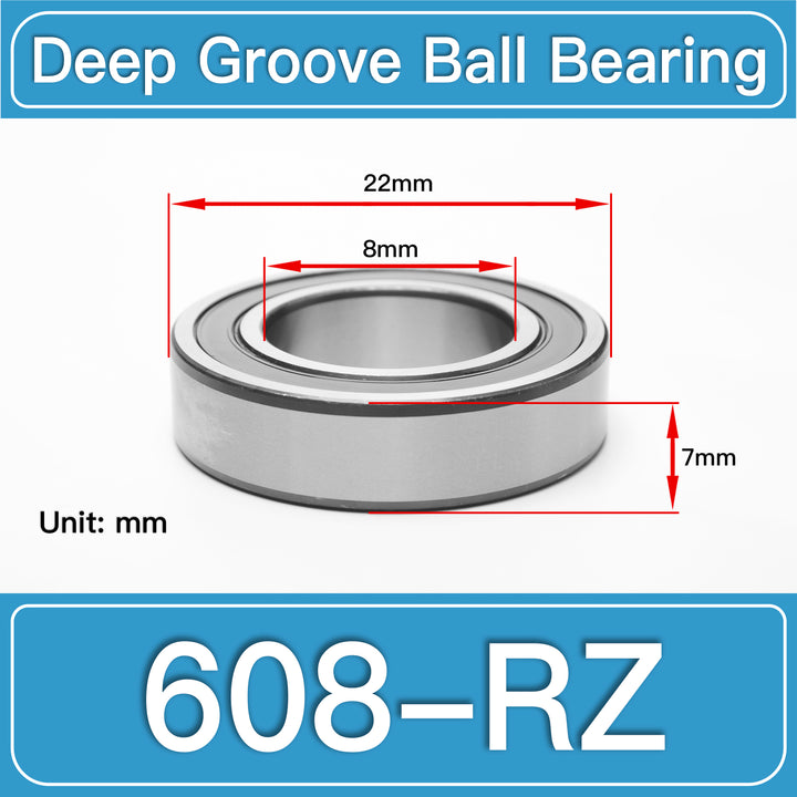 608-RZ Deep Groove Ball Bearings dimension drawing