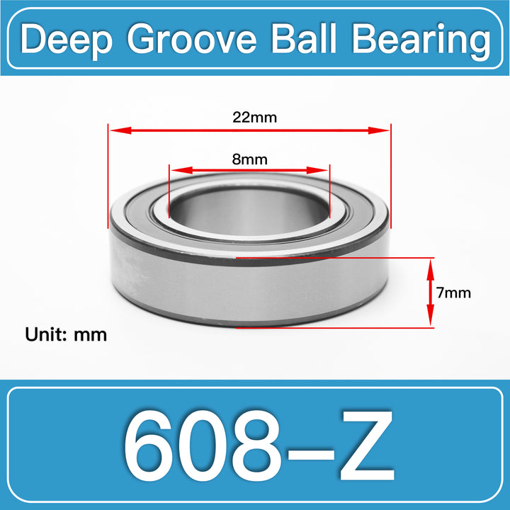 608-Z Deep Groove Ball Bearings dimension drawing