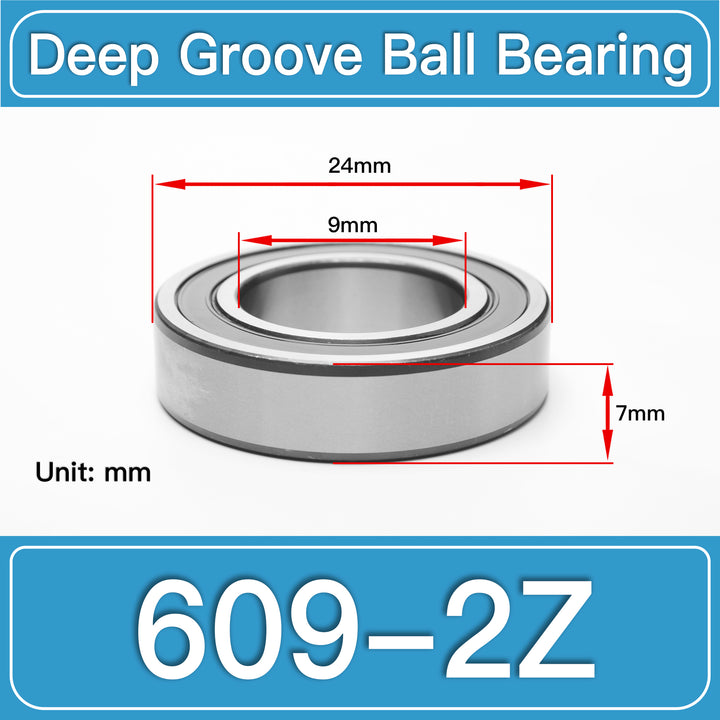 609-2Z Deep Groove Ball Bearings dimension drawing