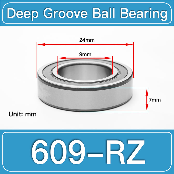 609-RZ Deep Groove Ball Bearings dimension drawing