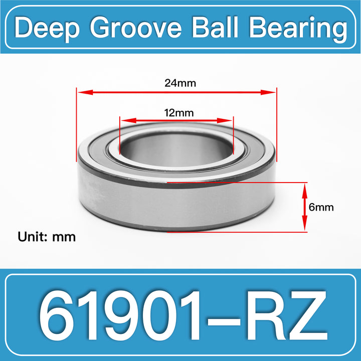 61901-RZ Deep Groove Ball Bearings dimension drawing
