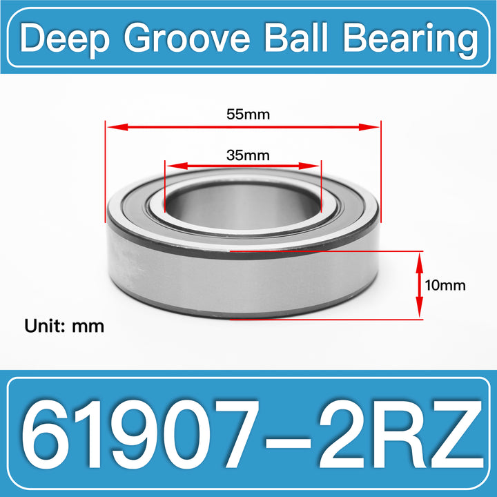 61907-2RZ Deep Groove Ball Bearings dimension drawing