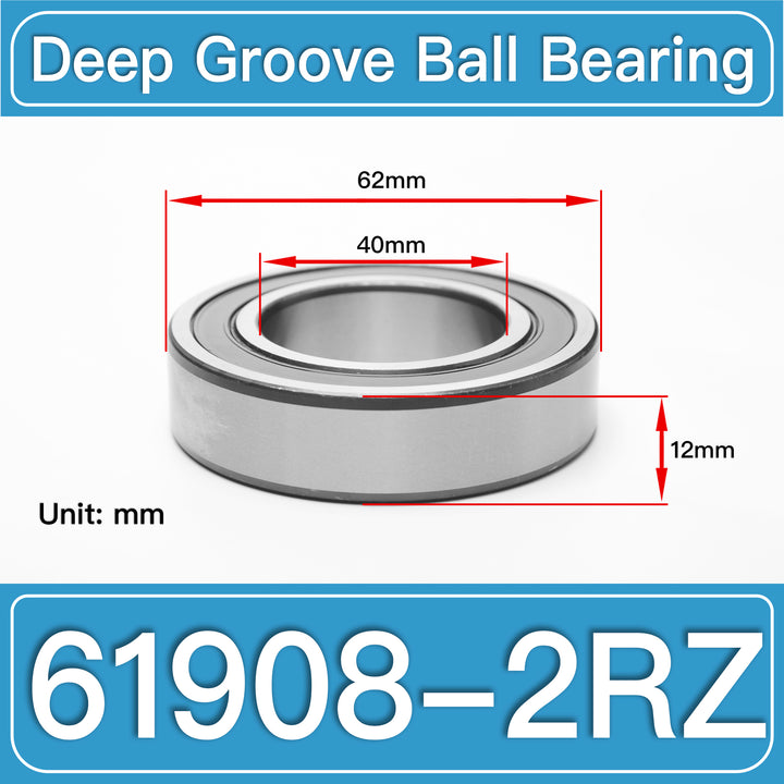 61908-2RZ Deep Groove Ball Bearings dimension drawing