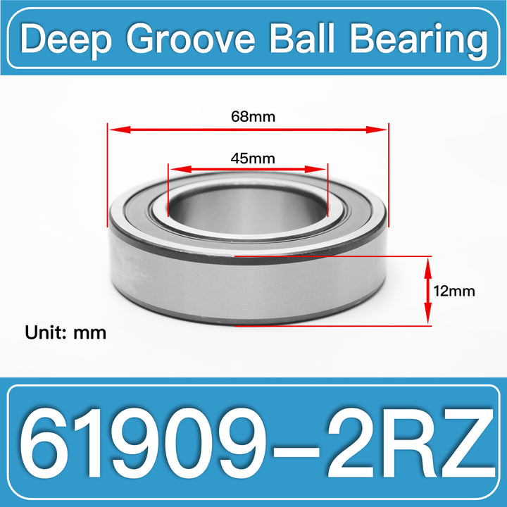 61909-2RZ Deep Groove Ball Bearings dimension drawing