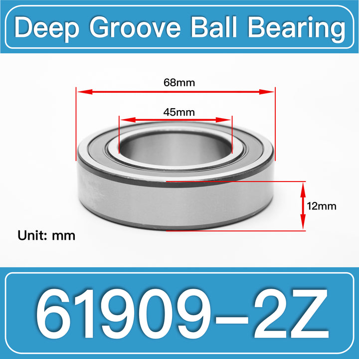 61909-2Z Deep Groove Ball Bearings dimension drawing