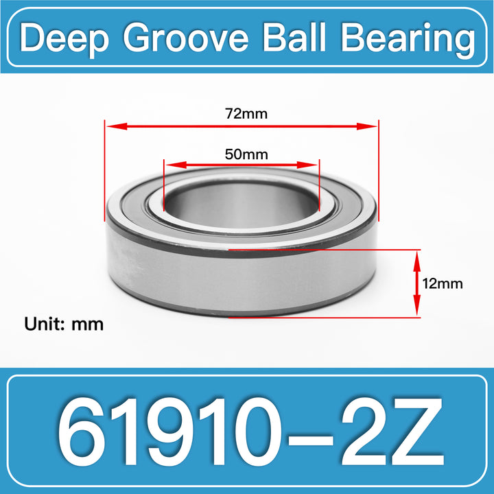 61910-2Z Deep Groove Ball Bearings dimension drawing