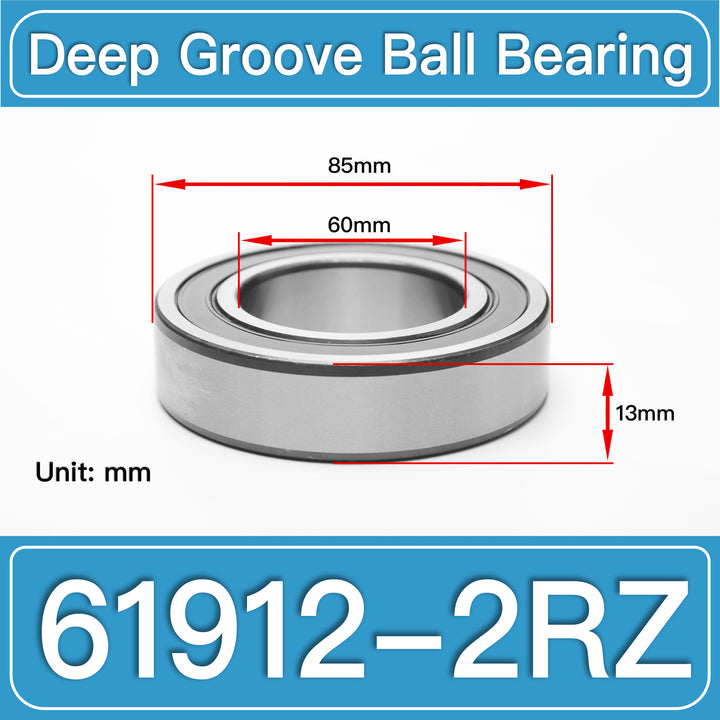61912-2RZ Deep Groove Ball Bearings dimension drawing