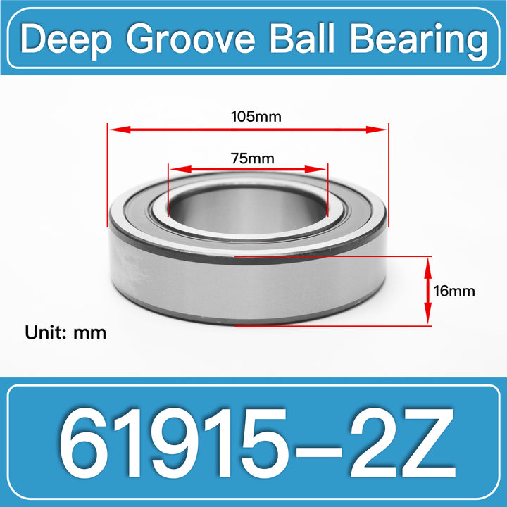 61915-2Z Deep Groove Ball Bearings dimension drawing