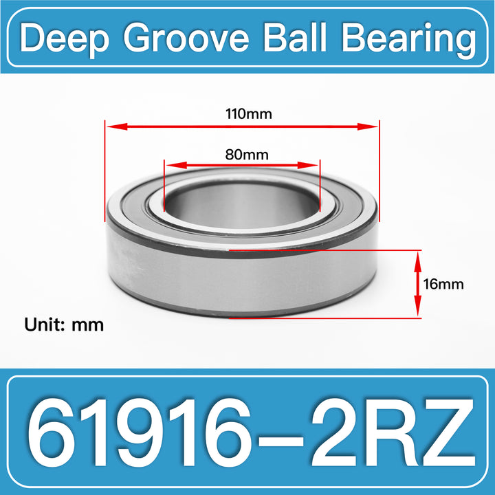 61916-2RZ Deep Groove Ball Bearings dimension drawing