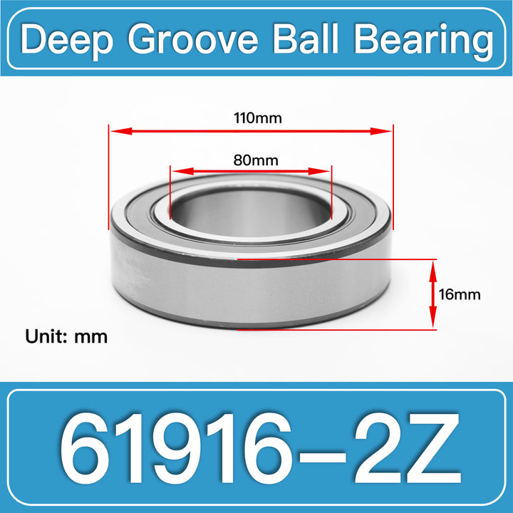 61916-2Z Deep Groove Ball Bearings dimension drawing