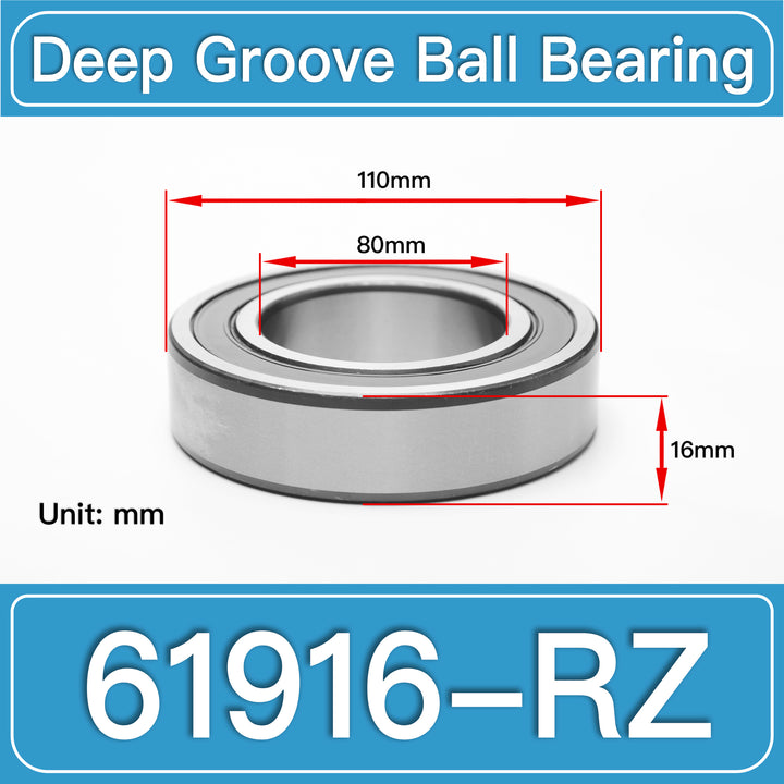 61916-RZ Deep Groove Ball Bearings dimension drawing