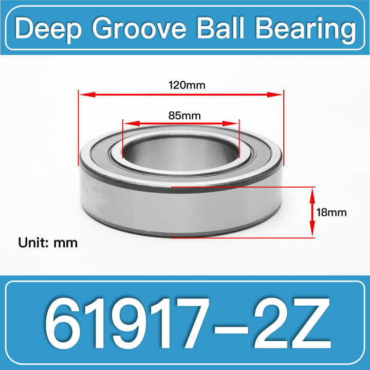 61917-2Z Deep Groove Ball Bearings dimension drawing