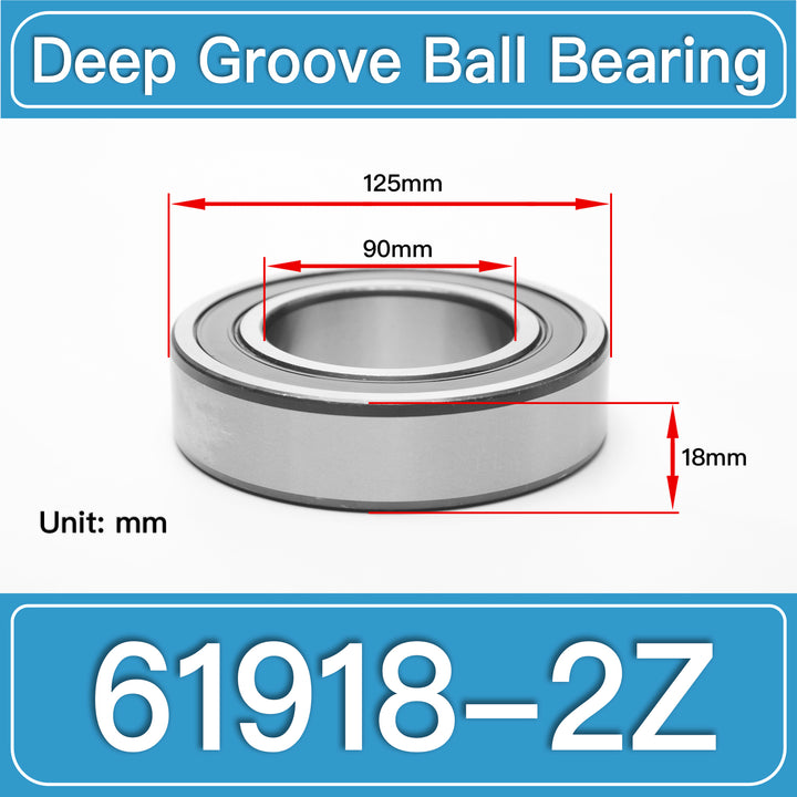 61918-2Z Deep Groove Ball Bearings dimension drawing