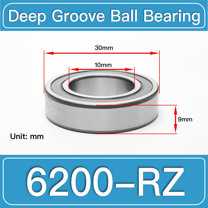 6200-RZ Deep Groove Ball Bearings dimension drawing