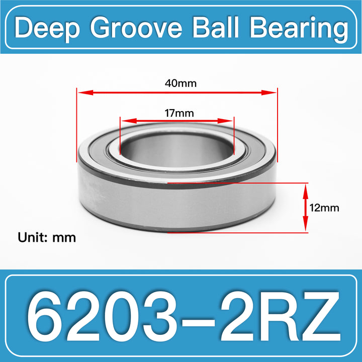 6203-2RZ Deep Groove Ball Bearings dimension drawing