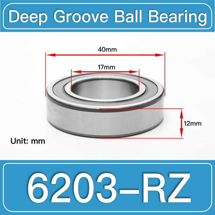 6203-RZ Deep Groove Ball Bearings dimension drawing