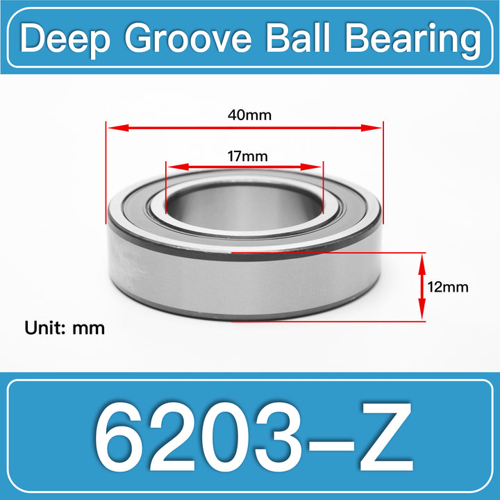 6203-Z Deep Groove Ball Bearings dimension drawing