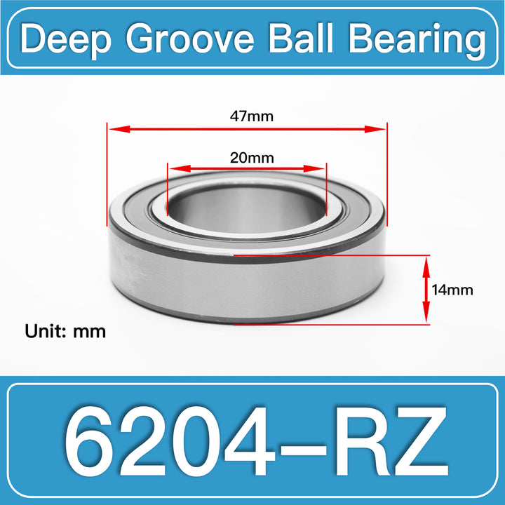 6204-RZ Deep Groove Ball Bearings dimension drawing