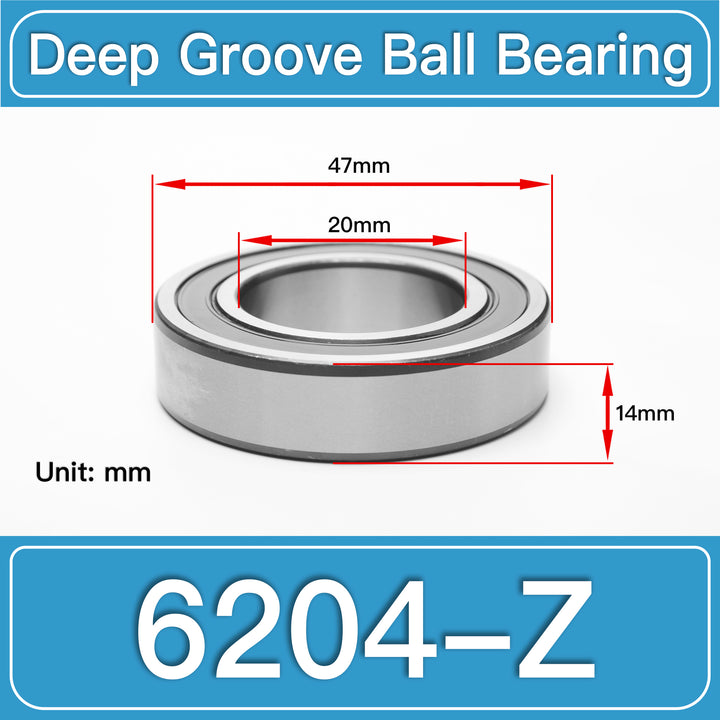 6204-Z Deep Groove Ball Bearings dimension drawing