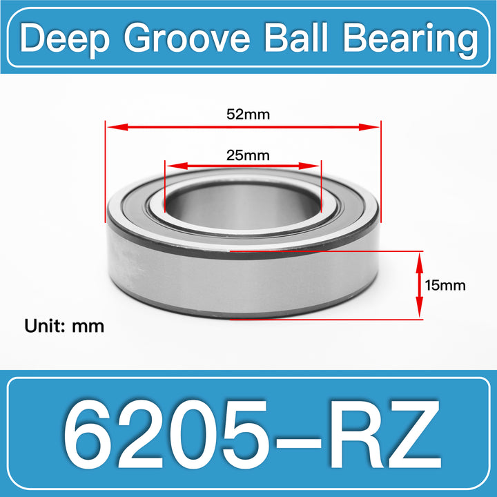 6205-RZ Deep Groove Ball Bearings dimension drawing