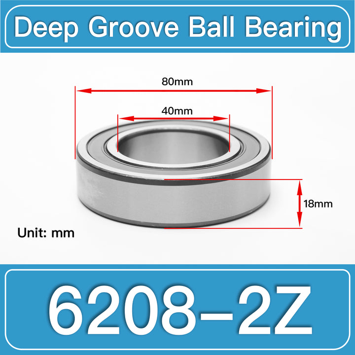 6208-2Z Deep Groove Ball Bearings dimension drawing