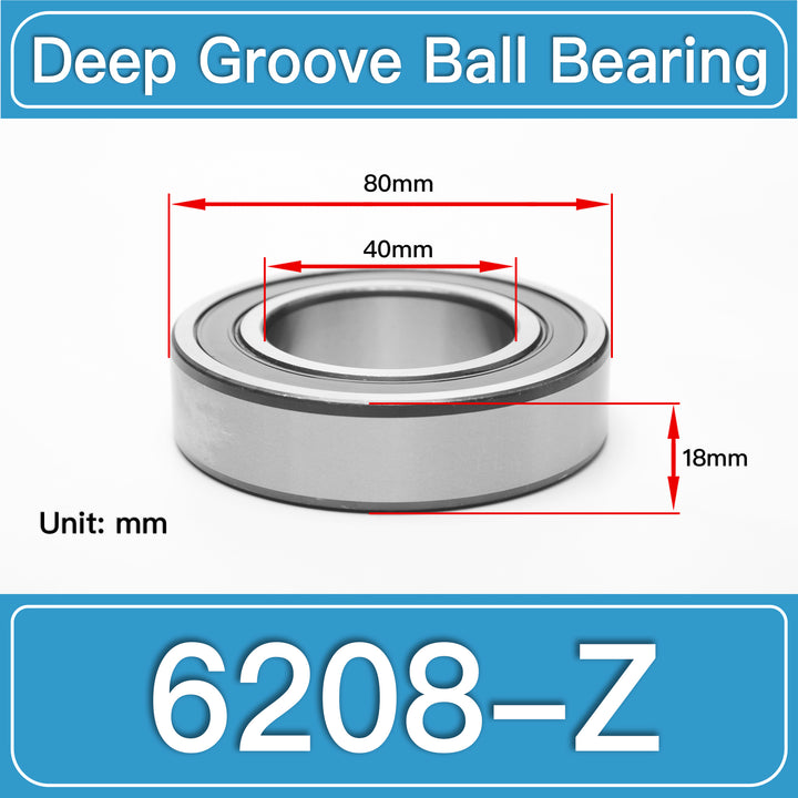 6208-Z Deep Groove Ball Bearings dimension drawing