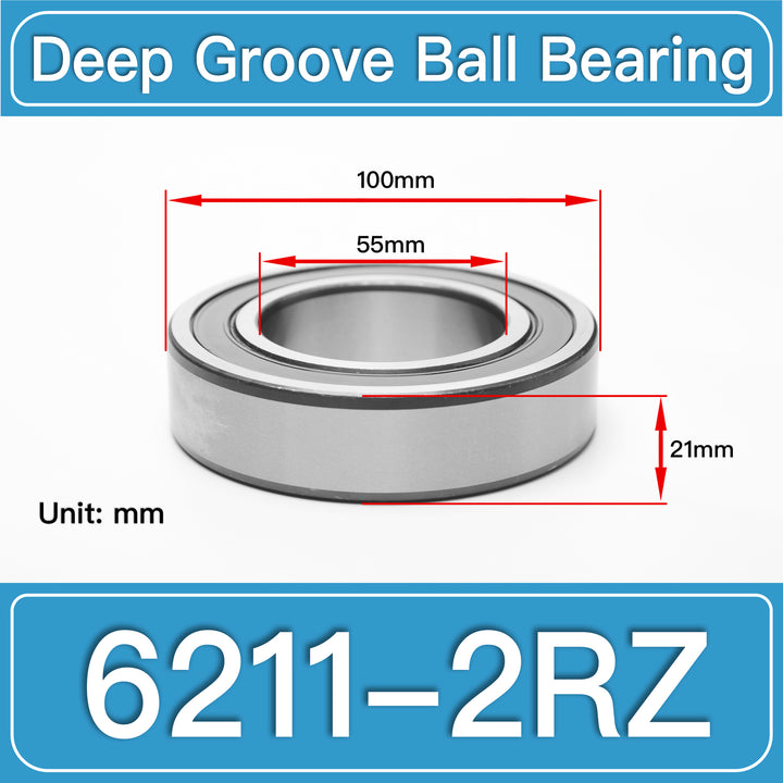 6211-2RZ Deep Groove Ball Bearings dimension drawing