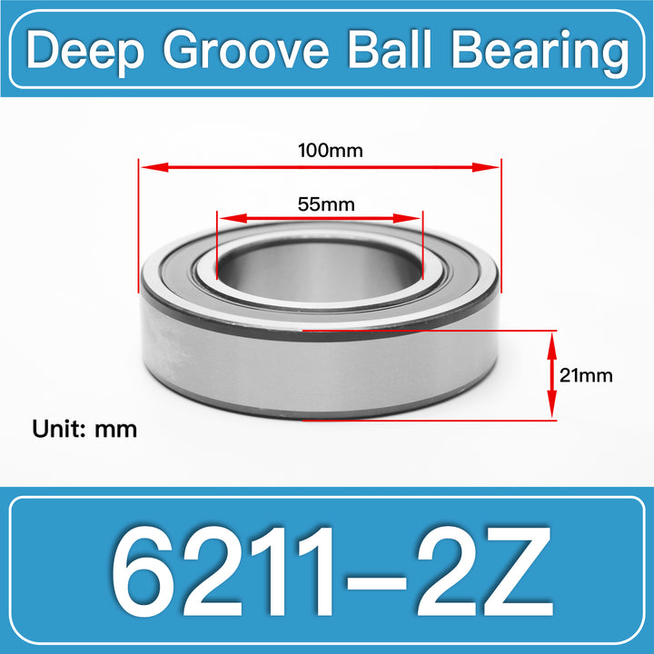 6211-2Z Deep Groove Ball Bearings dimension drawing