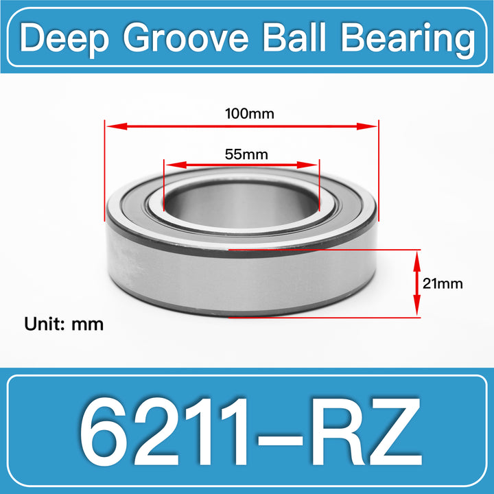 6211-RZ Deep Groove Ball Bearings dimension drawing