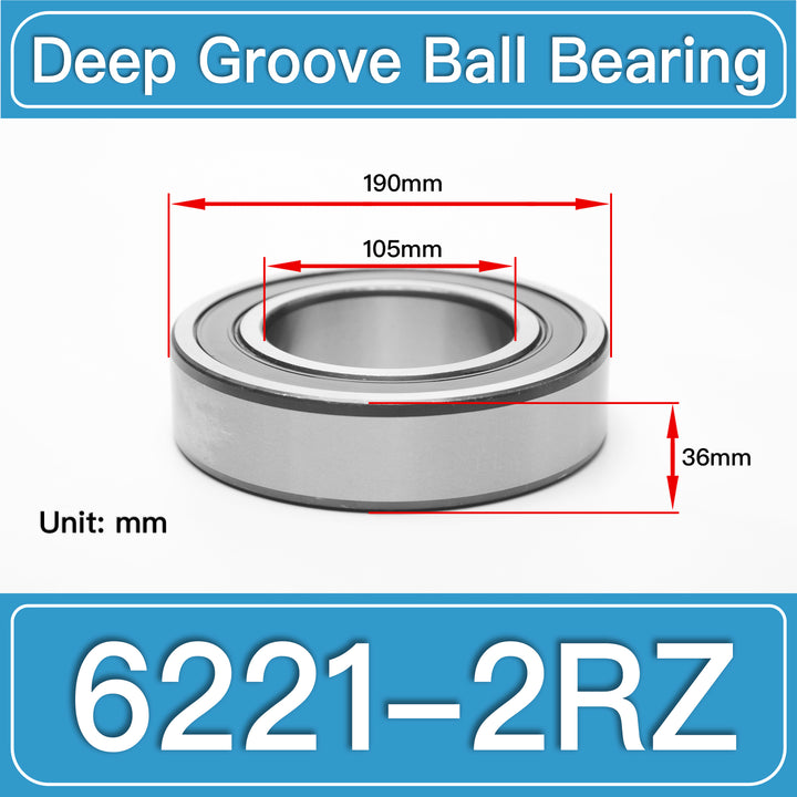 6221-2RZ Deep Groove Ball Bearings dimension drawing
