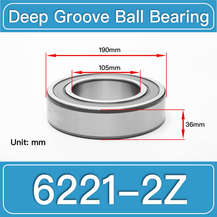 6221-2Z Deep Groove Ball Bearings dimension drawing