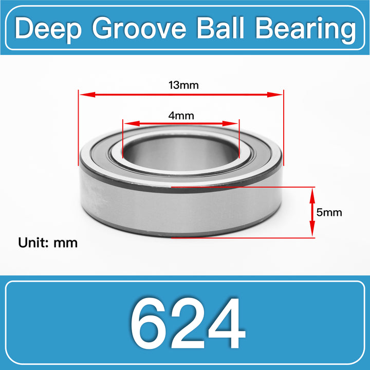624 Deep Groove Ball Bearings dimension drawing