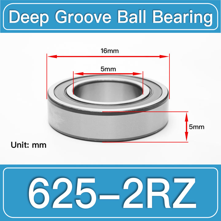 625-2RZ Deep Groove Ball Bearings dimension drawing