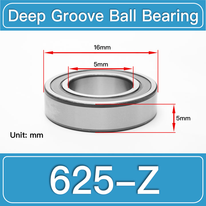 625-Z Deep Groove Ball Bearings dimension drawing
