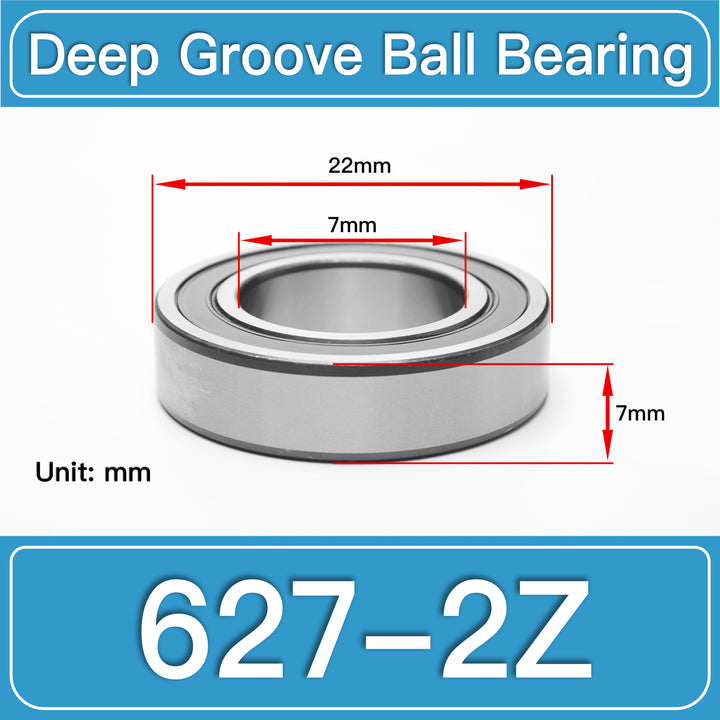 627-2Z Deep Groove Ball Bearings dimension drawing