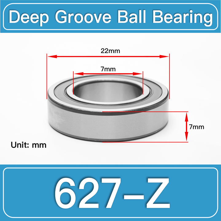 627-Z Deep Groove Ball Bearings dimension drawing